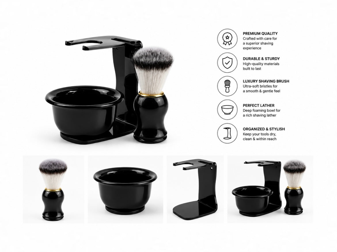 Bruw™ Classic Shaving Kit – Premium Brush, Bowl & Stand Set